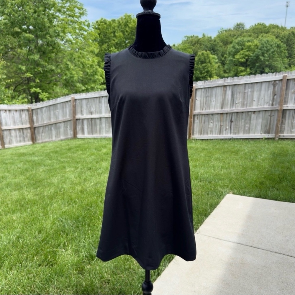 J. Crew Black Sleeveless Mock Neck A-Line Dress - Picture 2 of 3